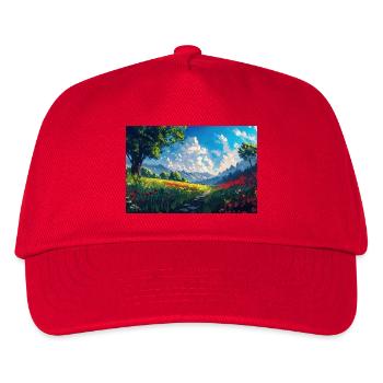 Natur Landschaft Illustration Poster - Kinder Basecap - Rot - Vorne