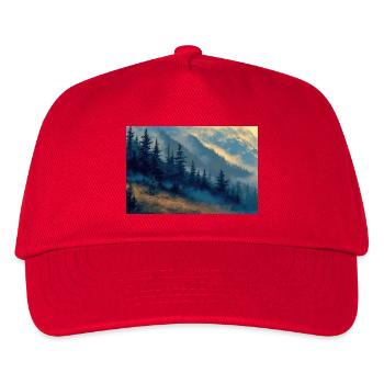Berglandschaft Illustration Poster - Kinder Basecap - Rot - Vorne