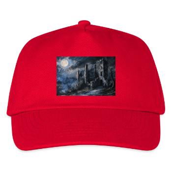 Poster Illustration Mittelalterliche Landschaft in Ruinen - Kinder Basecap - Rot - Vorne