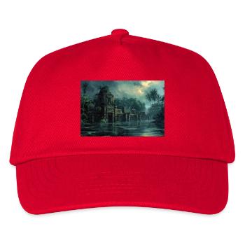 Poster Illustration Ruined jungle landscape - Kids’ Baseball Cap - red - Front