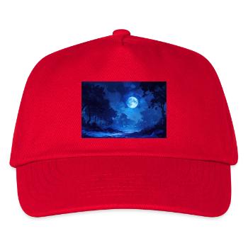 Nachtlandschaft Illustration Poster - Kinder Basecap - Rot - Vorne