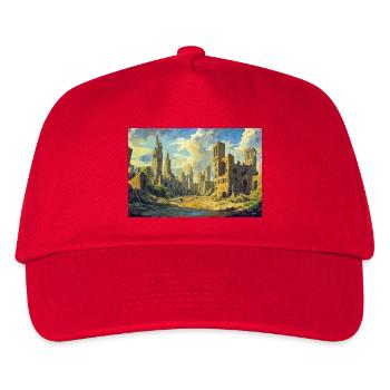 Poster Illustration Mittelalterliche Landschaft in Ruinen - Kinder Basecap - Rot - Vorne