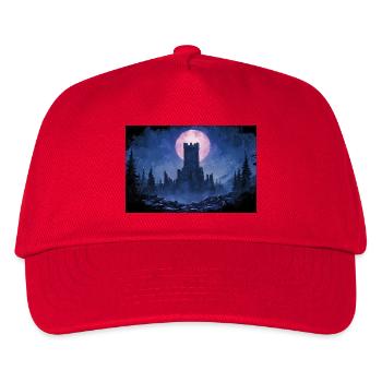 Poster Illustration Mittelalterliche Landschaft in Ruinen - Kinder Basecap - Rot - Vorne