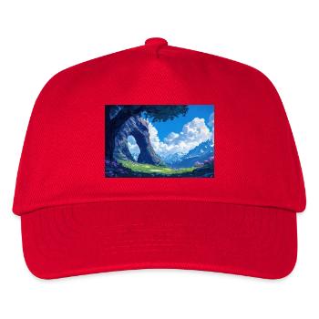 Berglandschaft Illustration Poster - Kinder Basecap - Rot - Vorne