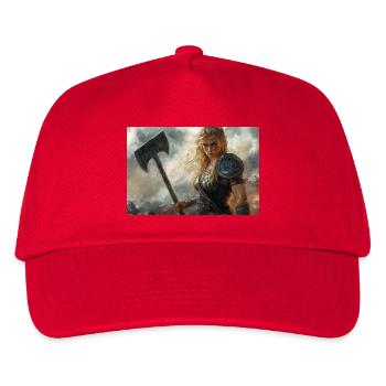Poster Illustration Femme viking - Casquette de baseball Enfant - rouge - Devant