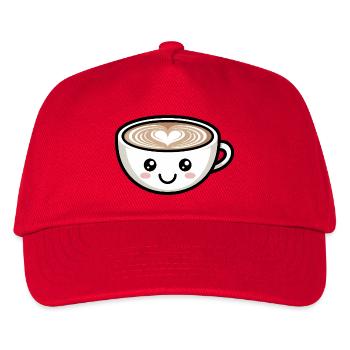 Nettes Herz Latte Gesicht Kaffeeliebhaber - Kinder Basecap - Rot - Vorne