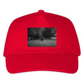 Silhouetted Pumpkin Couple Under Tree Canopy - Kids’ Baseball Cap - red - Front