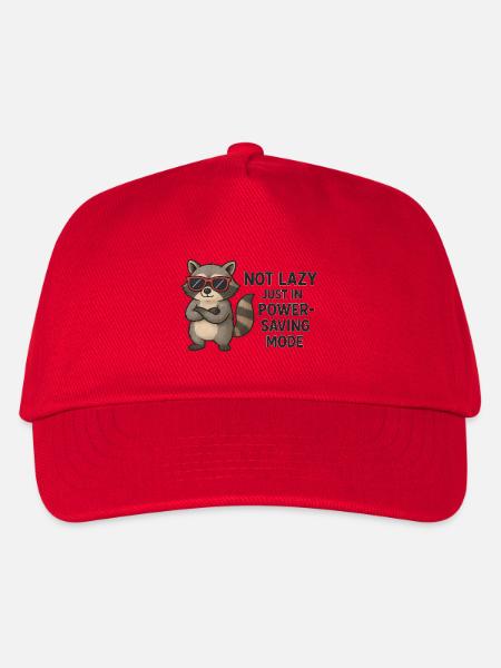 Coole Waschbär NOT LAZY JUST IN POWER SAVE MODE - Kinder Basecap - Rot
