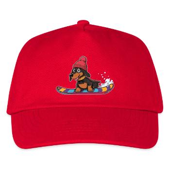 Dachshund snowboard in winter - Kids’ Baseball Cap - red - Front
