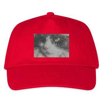 Katzenporträt Mosaik - Kinder Basecap - Rot - Vorne