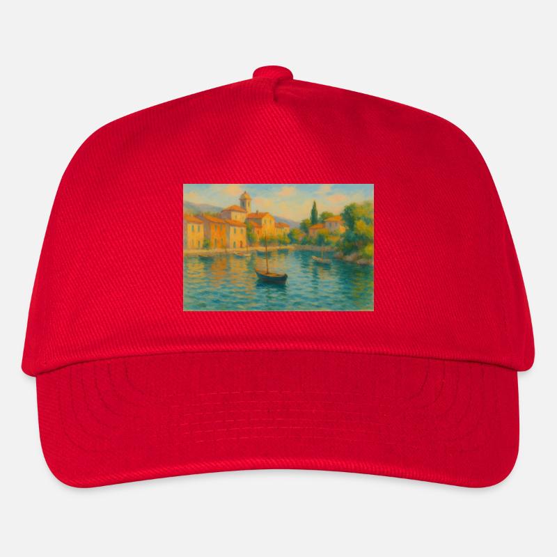 Harbour idyll in the sunlight - Kids’ Baseball Cap - red