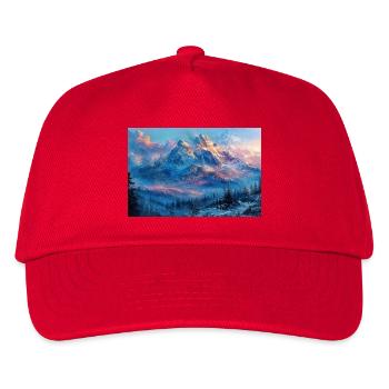 Illustration einer Gebirgslandschaft - Kinder Basecap - Rot - Vorne
