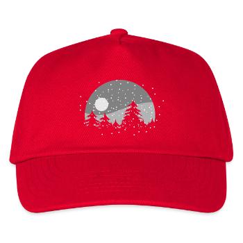 Stimmungsvolle Winterlandschaft mit Schneefall - Kinder Basecap - Rot - Vorne