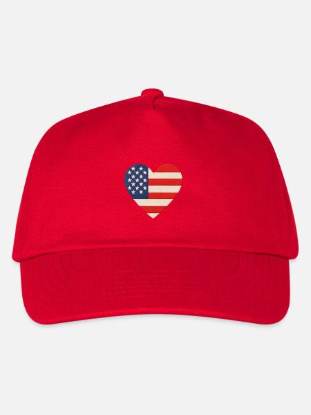 Heart American Flag Print - Kids’ Baseball Cap - red