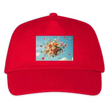 Floating flower basket in the cloudy sky - Kids’ Baseball Cap - red - Front