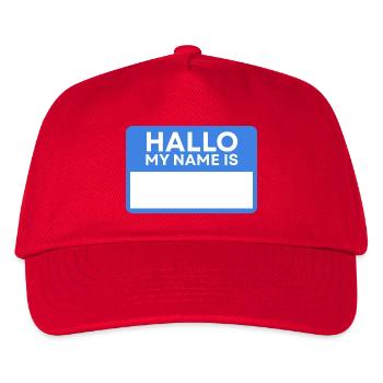 Hallo Name Blau Namensschild - Kinder Basecap - Rot - Vorne