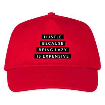 Hustle, weil faul sein – Motivation Schwarz - Kinder Basecap - Rot - Vorne