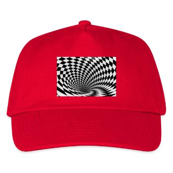 Hypnotischer Schwarz-Weiß-Wirbel - Kinder Basecap - Rot - Vorne