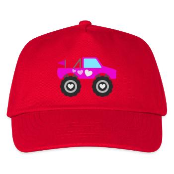 Pinker Monstertruck - Kinder Basecap - Rot - Vorne