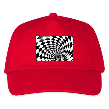 Hypnotische Schachbrettspirale - Kinder Basecap - Rot - Vorne