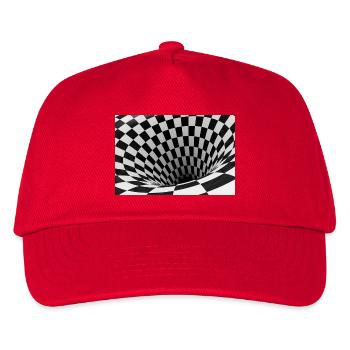 Black and white checkerboard vortex - Kids’ Baseball Cap - red - Front