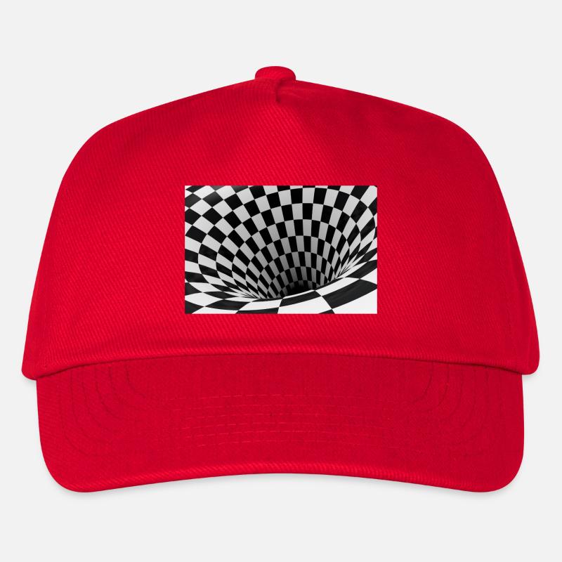 Black and white checkerboard vortex - Kids’ Baseball Cap - red