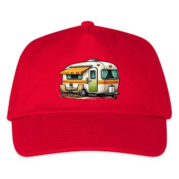 Retro Wohnwagen Campingzauber - Kinder Basecap - Rot - Vorne