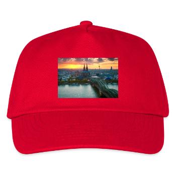 Kölner Dom im Abendlicht - Kinder Basecap - Rot - Vorne
