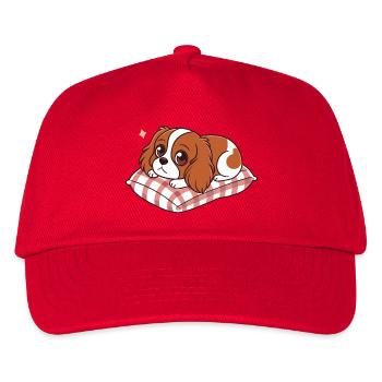 Sleeper Dog on Plaid Cushion - Kids’ Baseball Cap - red - Front