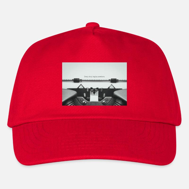 Every Story Begins Somewhere Typewriter Design - Kinder Basecap - Rot