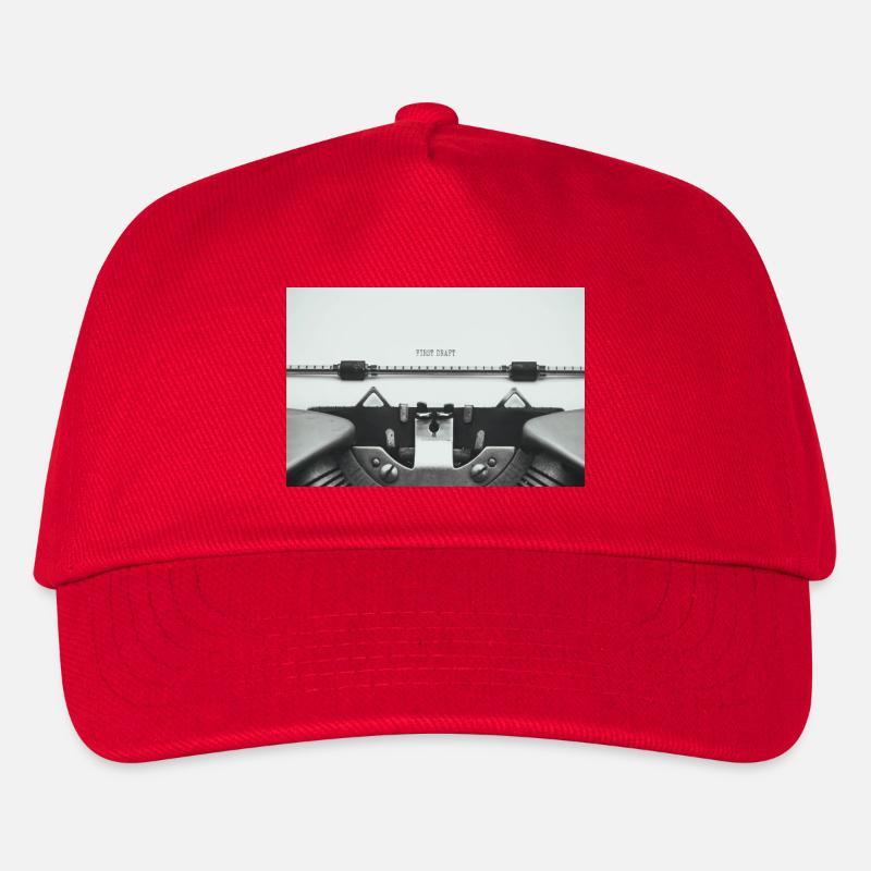 First Draft Typewriter Writer Poster Design - Kids’ Baseball Cap - red
