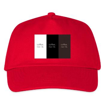 coffee. then life. – Minimalist contrast - Kids’ Baseball Cap - red - Front