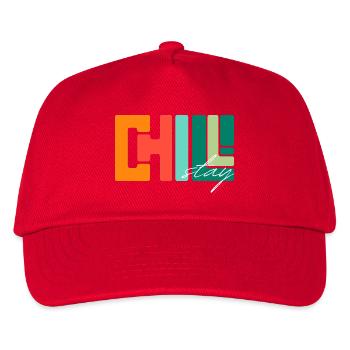 Chill Stay: Geometrische Retro-Palette - Kinder Basecap - Rot - Vorne
