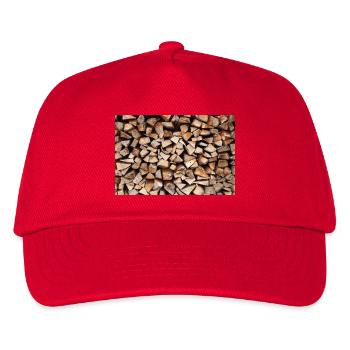 Rustic Wood Stack Firewood Poster - Kids’ Baseball Cap - red - Front