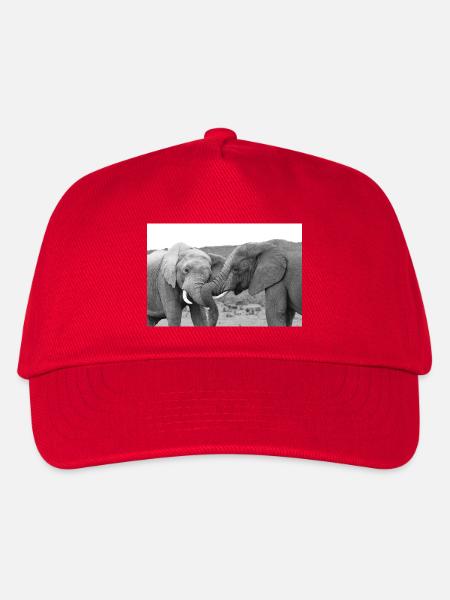 Schwarzweiß Elefantenfreundschaft - Kinder Basecap - Rot