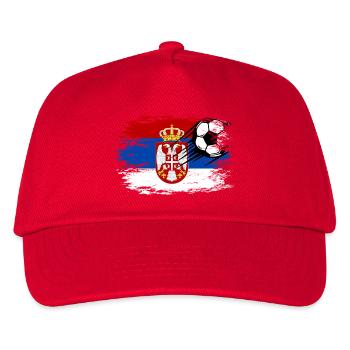 Serbia Flag Football used - Kids’ Baseball Cap - red - Front