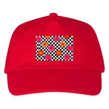 Checker Bloom Pop Pattern - Kids’ Baseball Cap - red - Front