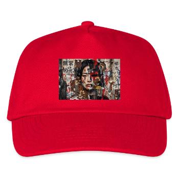 Asia Punk Collage Grunge Art Japan Street Trend - Kinder Basecap - Rot - Vorne
