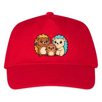 Lustige Igelfamilie - Kinder Basecap - Rot - Vorne