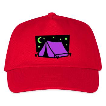 Camping Zelt Sterne Grafik - Kinder Basecap - Rot - Vorne