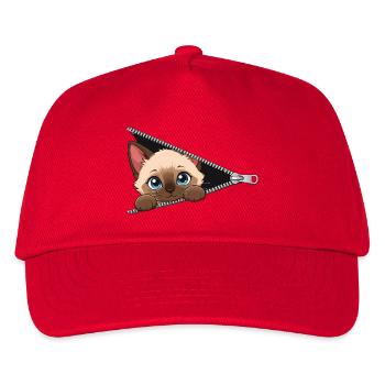 Cute Kitten Zipper Cat - Kids’ Baseball Cap - red - Front