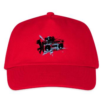 Blue Grunge Splash Boombox - Kids’ Baseball Cap - red - Front