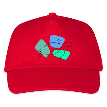 Lineart turtle with color background - Kids’ Baseball Cap - red - Front