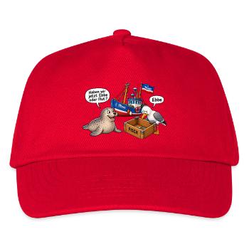 Ebbe oder Flut Hafenhumor - Kinder Basecap - Rot - Vorne