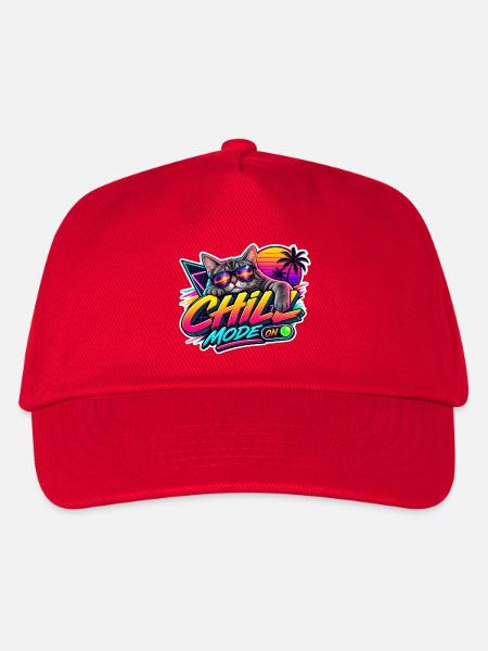 Katzen Chillmodus Neon 80er - Kinder Basecap - Rot