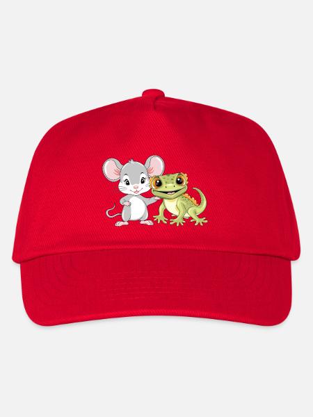 Little_mouse_and_gecko_are_best_friends - Kinder Basecap - Rot