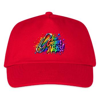 Gegen Nazis Regenbogen  Briefklammer Büroklammer - Kinder Basecap - Rot - Vorne