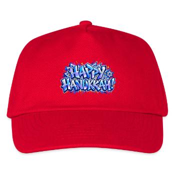 Frohes blaues Graffiti-Hanukkah: Geschenk, das leuchtet! - Kinder Basecap - Rot - Vorne