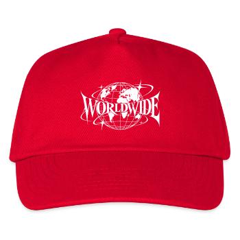Weltweites Globus-Emblem - Kinder Basecap - Rot - Vorne