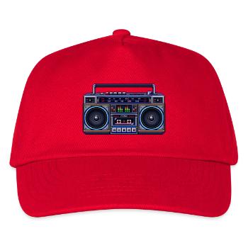 Pixel-Art Ghetto Blaster - Kinder Basecap - Rot - Vorne